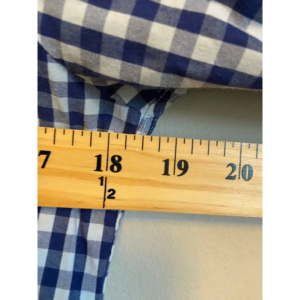 The Shirt Rochelle Behrens Womens Small Navy Blue Gingham Button Down Shirt - Picture 4 of 7